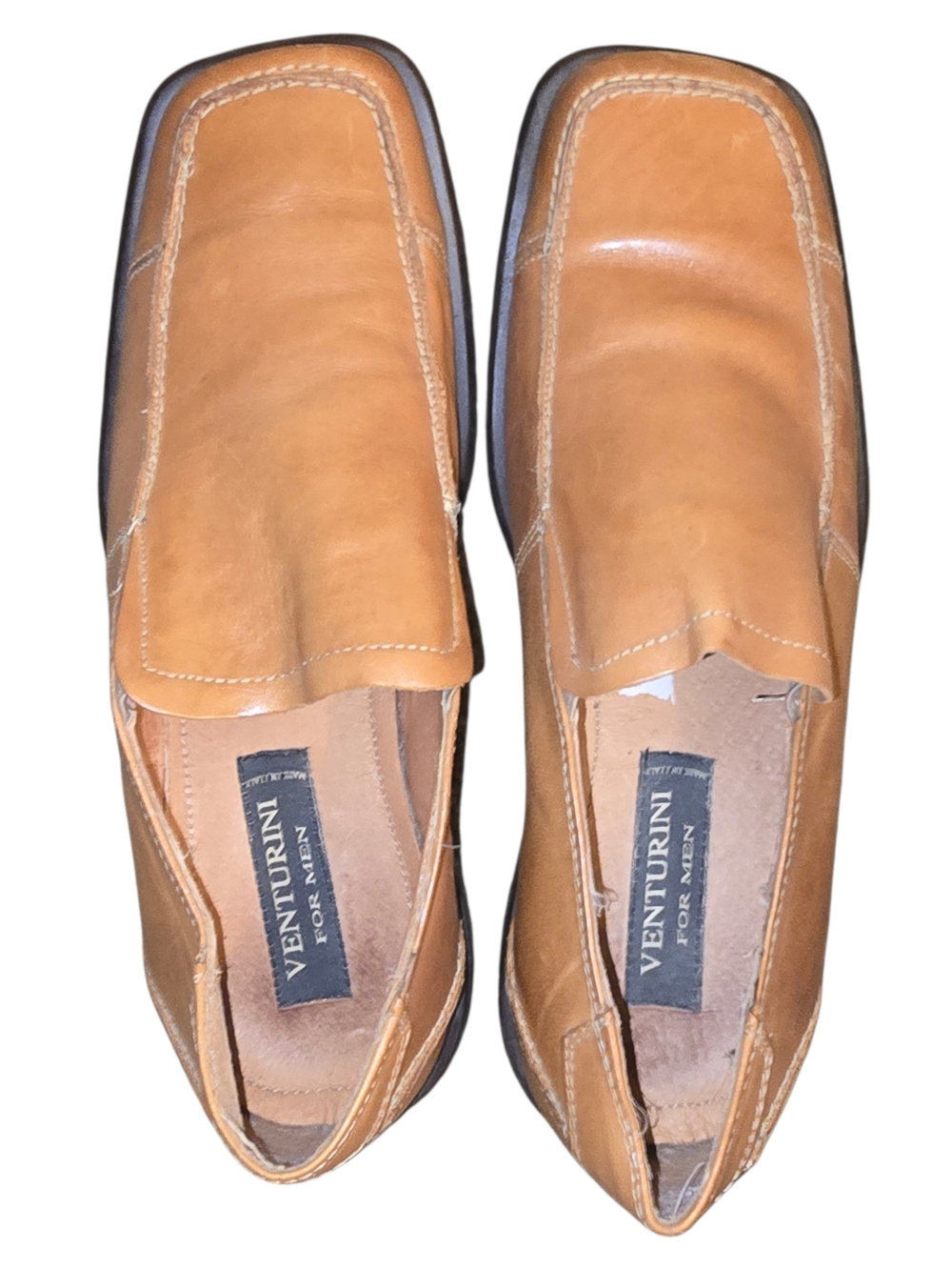 Venturini Men’s Tan Leather Slip-On Loafers